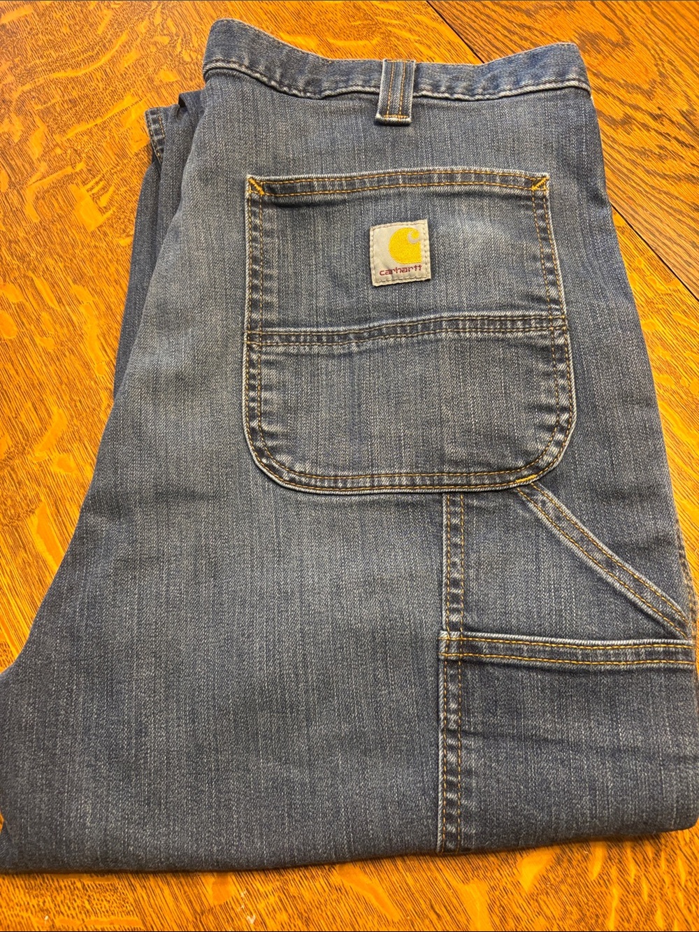 Carhartt Men's Dark Blue Relaxed Fit Jeans with Carpenter Pocket